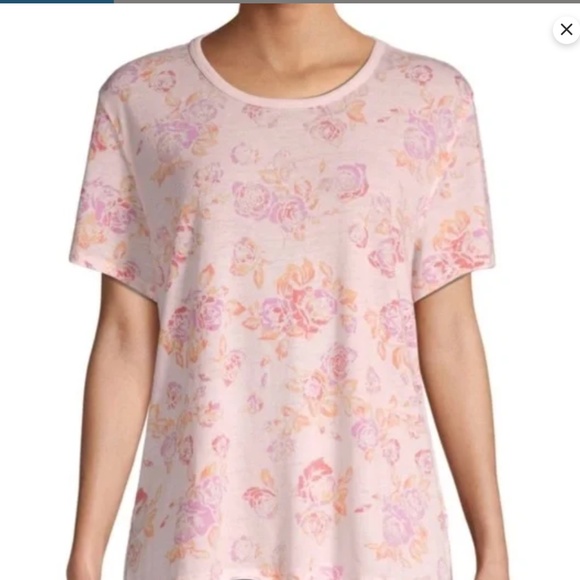 • New • Free People Floral-Print Tie Dye Cotton-Blend Tee Size M New Pinks Peach - Picture 4 of 10